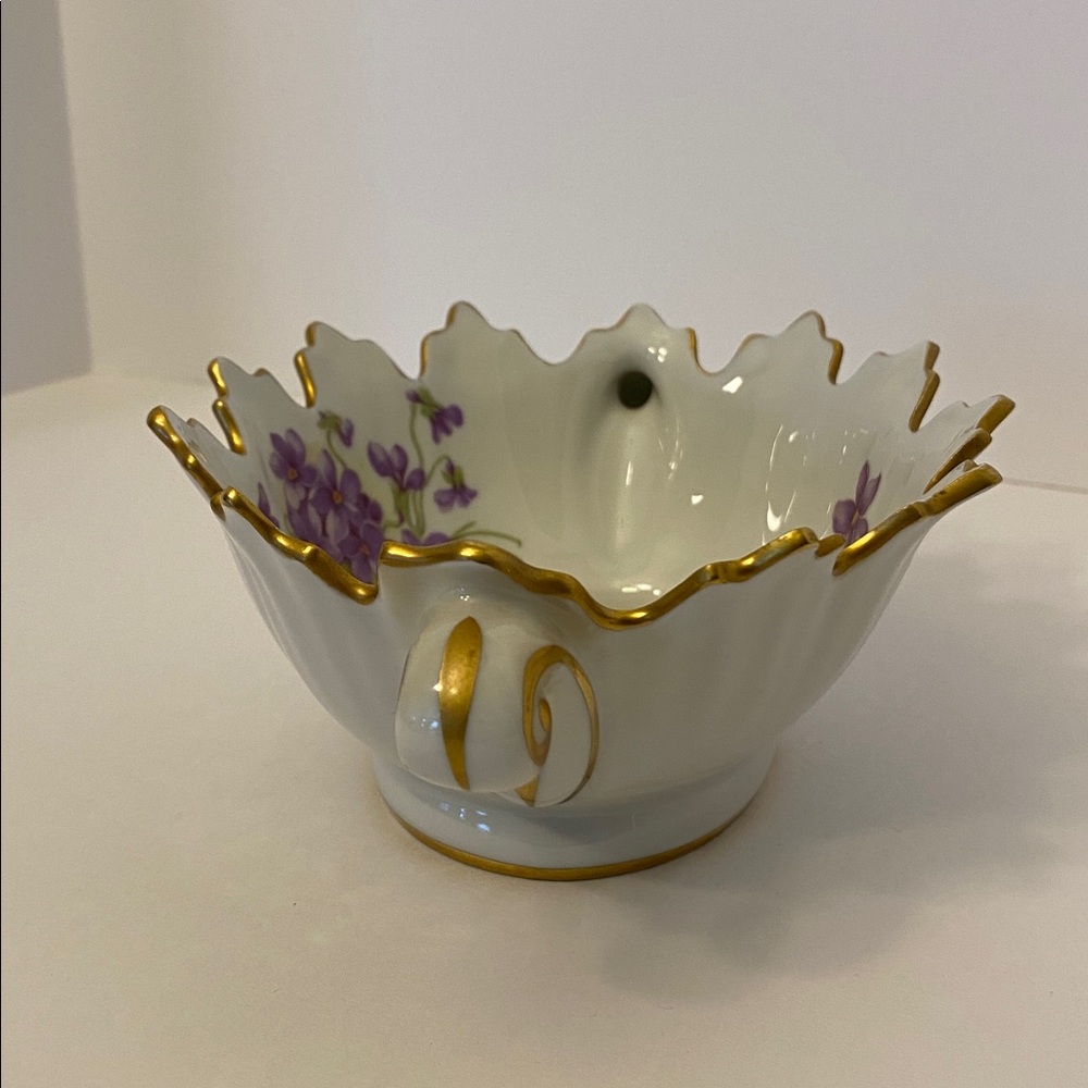 Vintage Limoges France Dish Candy Trinket Porcelain Violets Floral Gold Gilt Rim - Picture 3 of 16